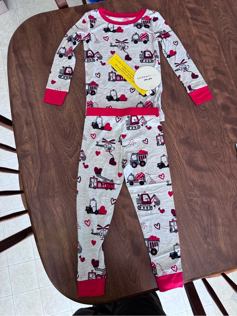 Little Sleepies Gray and Pink Heart & Trucks Pajama Set